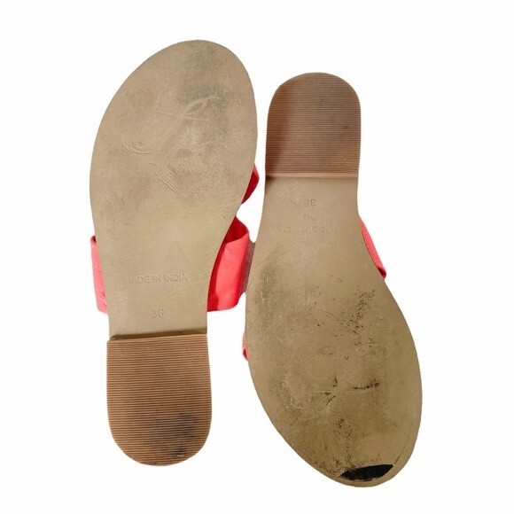Free People Sandal Rio Vista Neon Coral Slide Leather Sandals Womens Size 36 | 6 - Picture 8 of 9
